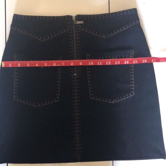 Zara Black with Brown Trim Suede Mini Skirt - Size XS - Picture 5 of 7